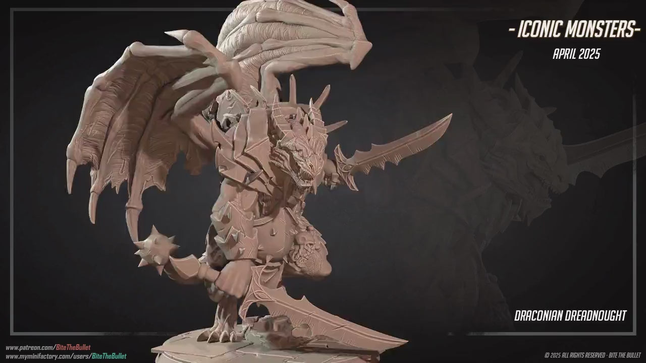 Draconian Dreadnought | Iconic Monsters | Bite The Bullet | 35mm Scale | Resin Printed Tabletop RPG Miniature Figures | DND | 5E