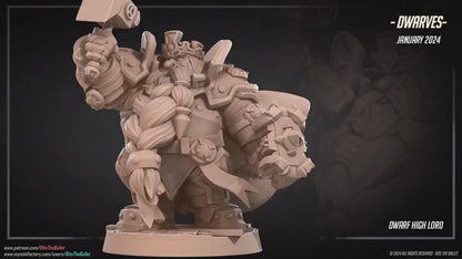 Dwarf High Lord | Bite The Bullet | 35mm Scale | Resin Printed Tabletop RPG Miniature Figures | DND | 5E