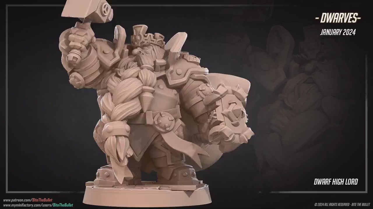 Dwarf High Lord | Bite The Bullet | 35mm Scale | Resin Printed Tabletop RPG Miniature Figures | DND | 5E