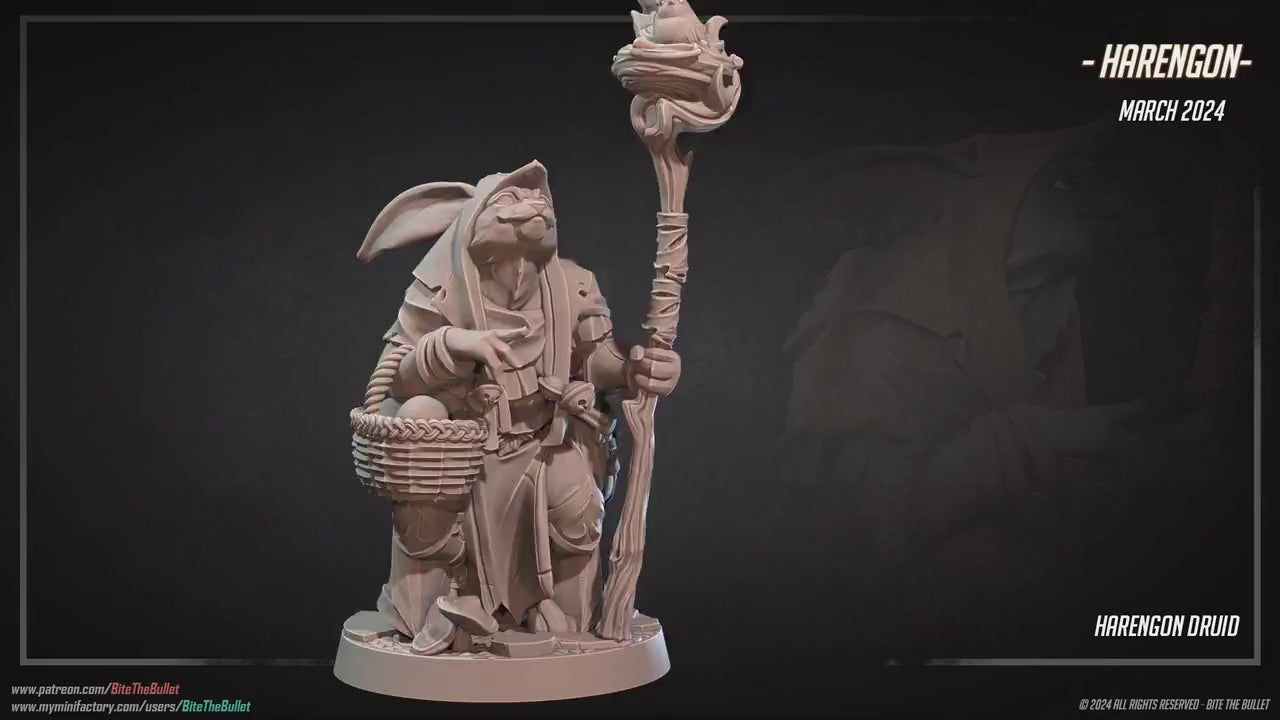 Harengon Druid | Bite The Bullet | 35mm Scale | Resin Printed Tabletop RPG Miniature Figures | DND | 5E
