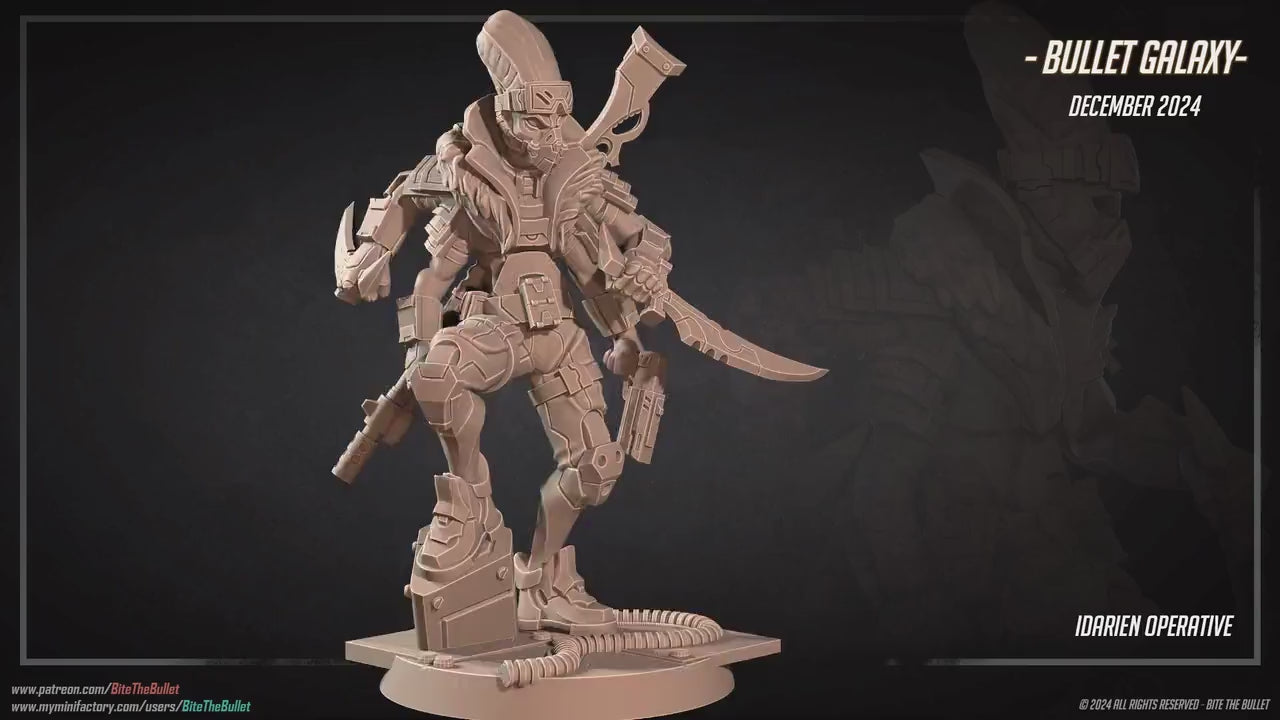 Idarien Operative | Bullet Galaxy | Bite The Bullet | 35mm Scale | Resin Printed Tabletop RPG Miniature Figures | DND | 5E