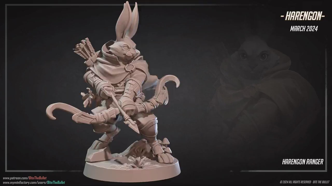 Harengon Ranger | Bite The Bullet | 35mm Scale | Resin Printed Tabletop RPG Miniature Figures | DND | 5E