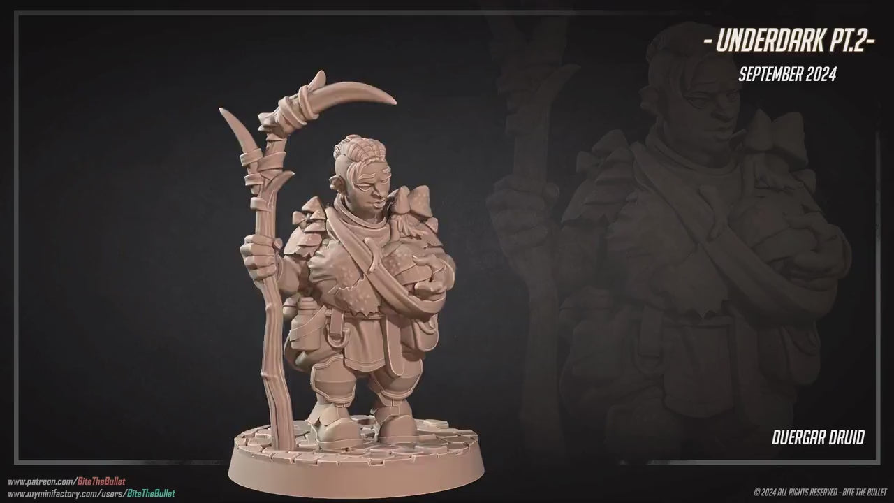 Duergar Druid | Dungeon Underdark | Bite The Bullet | 35mm Scale | Resin Printed Tabletop RPG Miniature Figures | DND | 5E