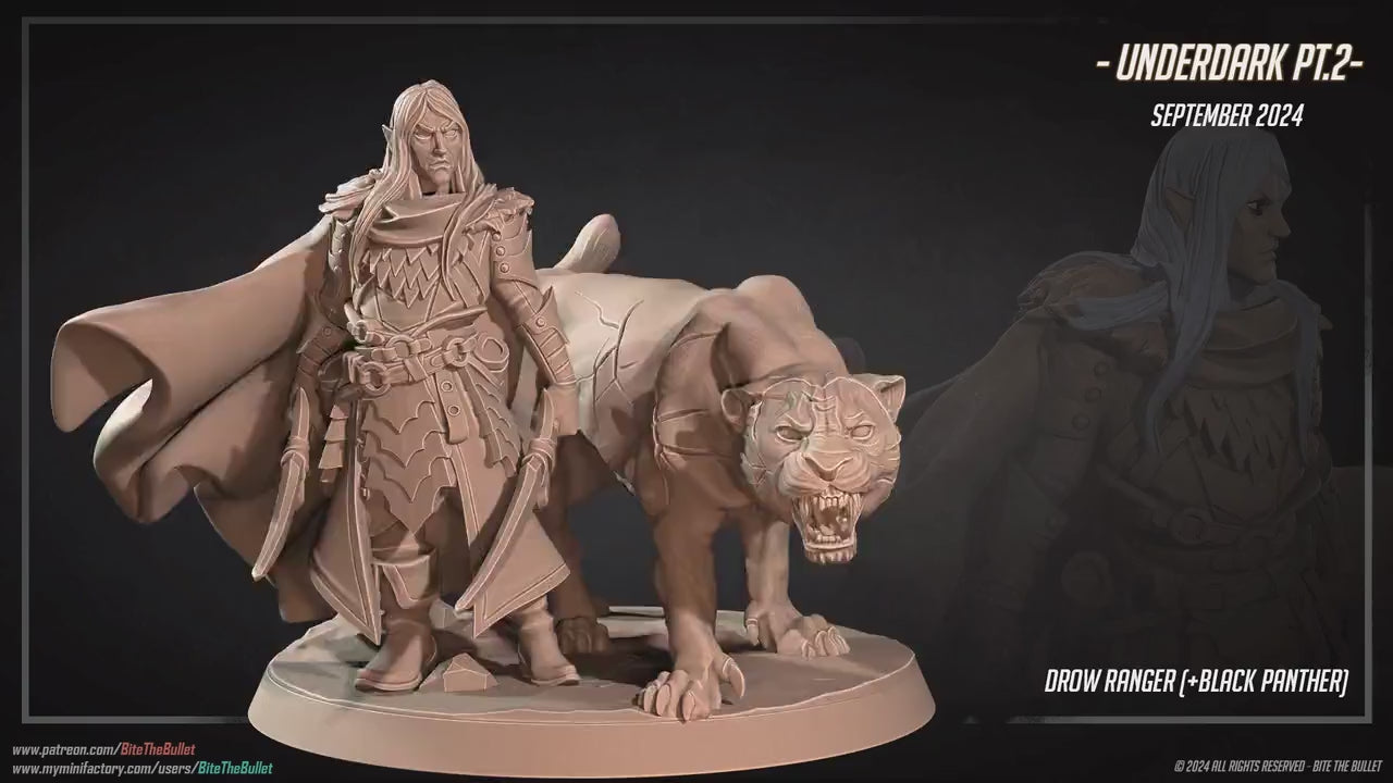 Drow Ranger | Dungeon Underdark | Bite The Bullet | 35mm Scale | Resin Printed Tabletop RPG Miniature Figures | DND | 5E