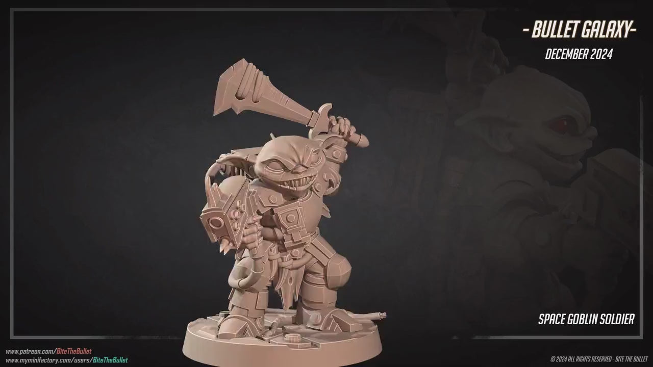 Space Goblin Soldier | Bullet Galaxy | Bite The Bullet | 35mm Scale | Resin Printed Tabletop RPG Miniature Figures | DND | 5E