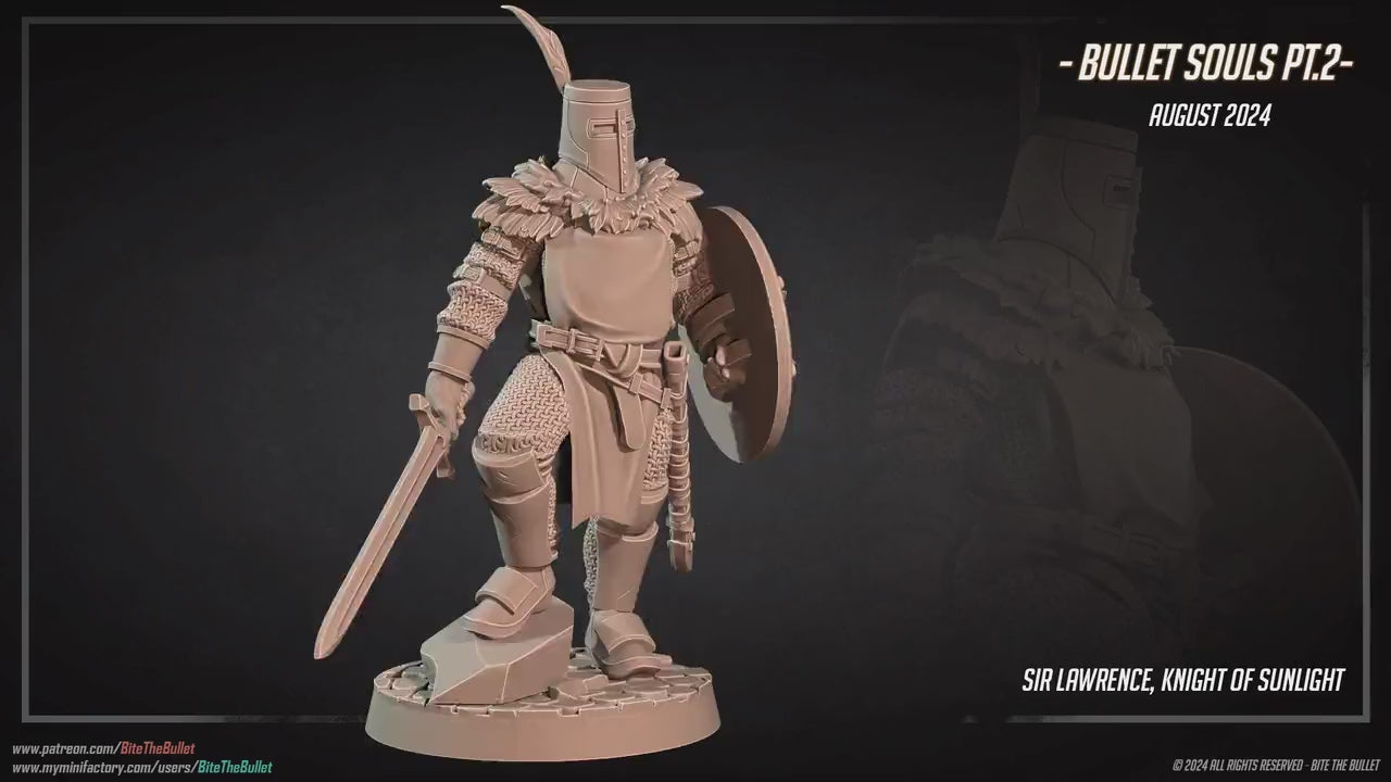 Sir Lawrence The Knight Of Sunlight | Bite The Bullet | 35mm Scale | Resin Printed Tabletop RPG Miniature Figures | DND | 5E