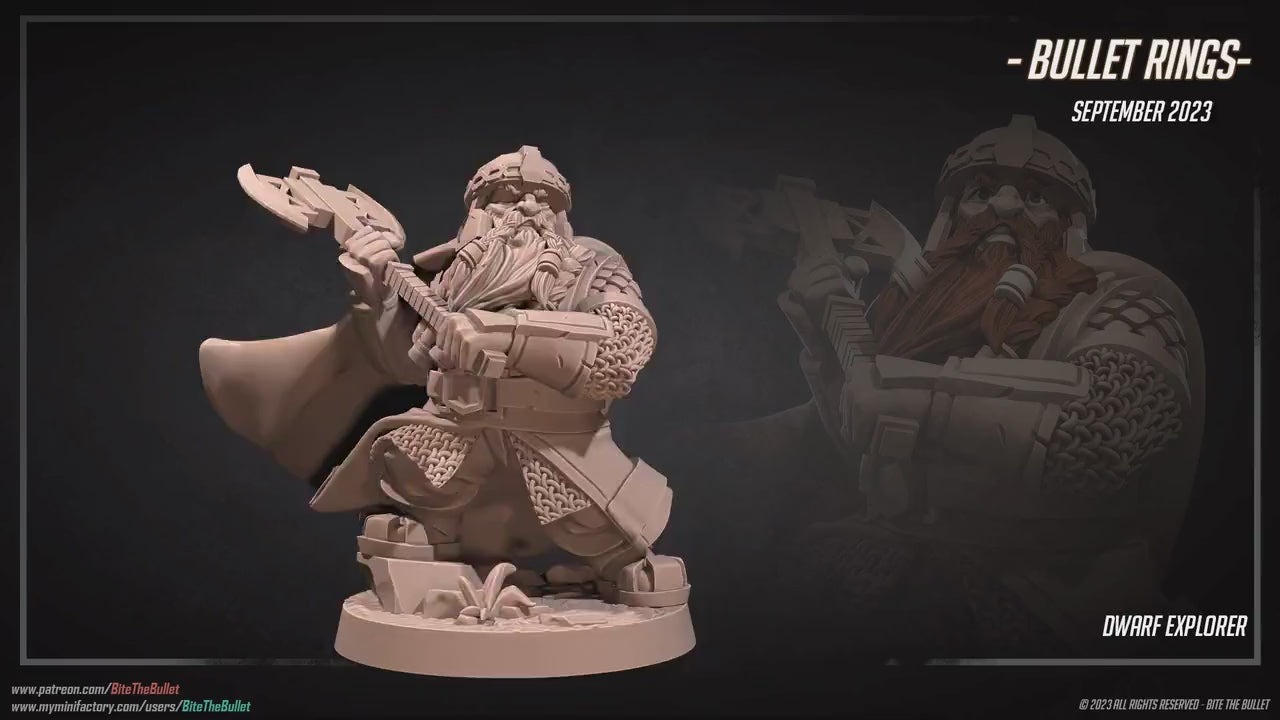 Dwarf Explorer | Bite The Bullet | 35mm Scale | Resin Printed Tabletop RPG Miniature Figures | DND | 5E