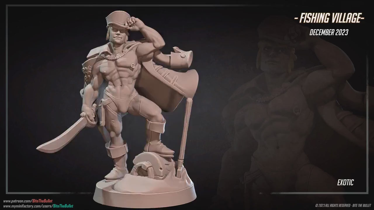 Exotic Marine | Bite The Bullet | Bullet Town Fishing Village | 35mm Scale Resin Printed Tabletop RPG Miniature Figures For DND 5E