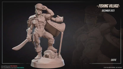Exotic Marine | Bite The Bullet | Bullet Town Fishing Village | 35mm Scale Resin Printed Tabletop RPG Miniature Figures For DND 5E