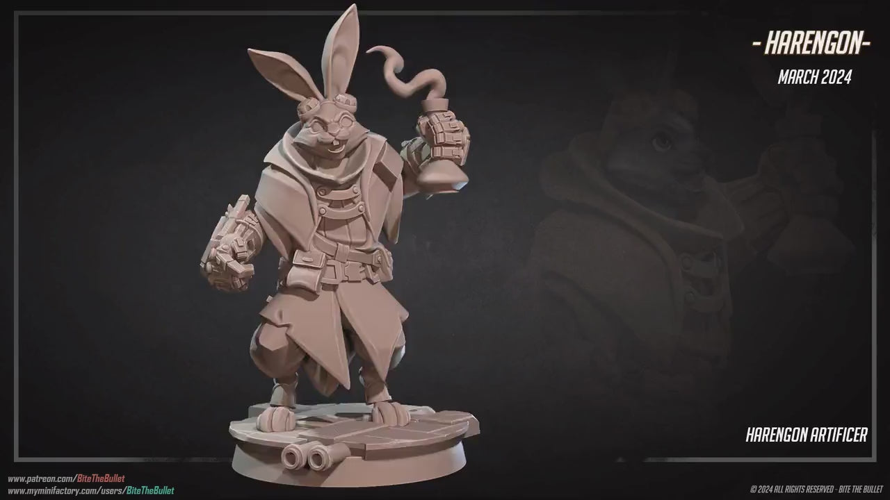 Harengon Artificer | Bite The Bullet | 35mm Scale | Resin Printed Tabletop RPG Miniature Figures | DND | 5E