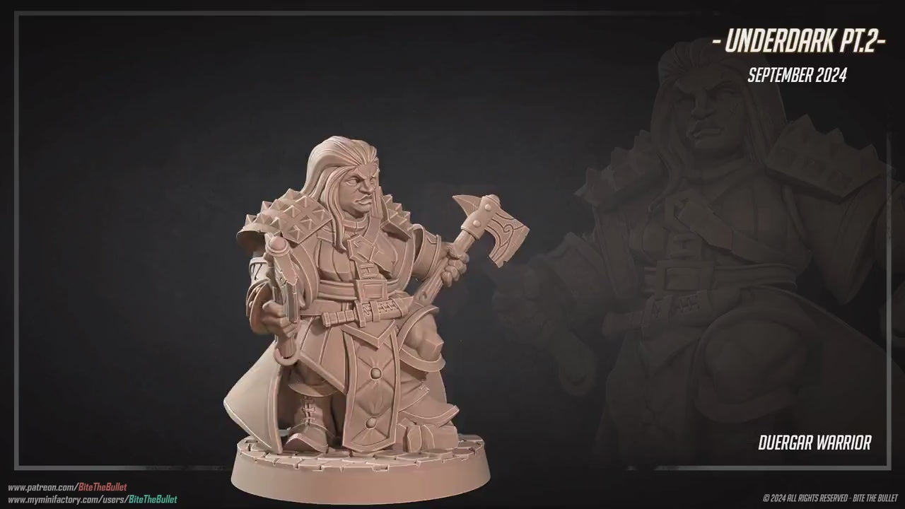 Duergar Warrior | Dungeon Underdark | Bite The Bullet | 35mm Scale | Resin Printed Tabletop RPG Miniature Figures | DND | 5E