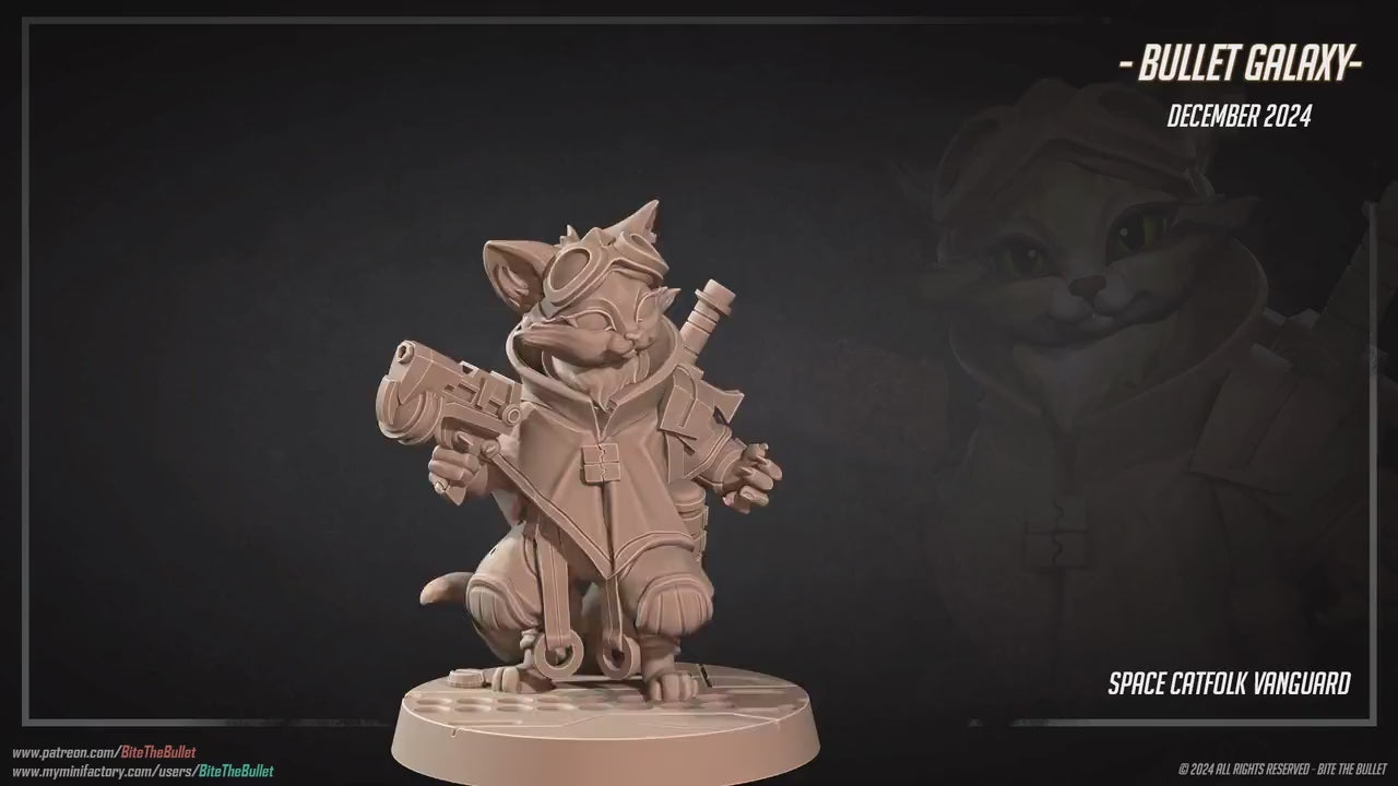Space Catfolk Vanguard | Bullet Galaxy | Bite The Bullet | 35mm Scale | Resin Printed Tabletop RPG Miniature Figures | DND | 5E