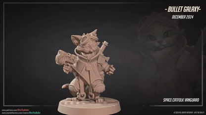 Space Catfolk Vanguard | Bullet Galaxy | Bite The Bullet | 35mm Scale | Resin Printed Tabletop RPG Miniature Figures | DND | 5E