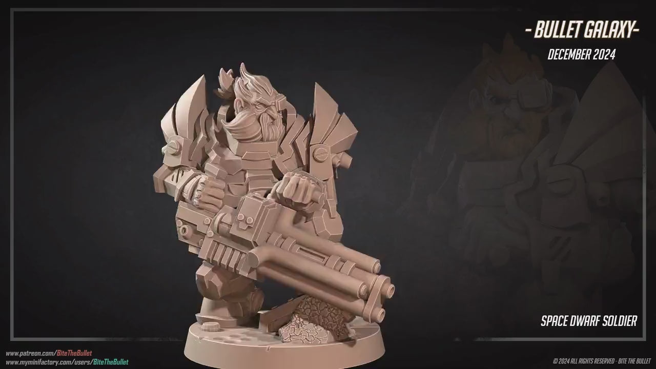 Space Dwarf Soldier | Bullet Galaxy | Bite The Bullet | 35mm Scale | Resin Printed Tabletop RPG Miniature Figures | DND | 5E