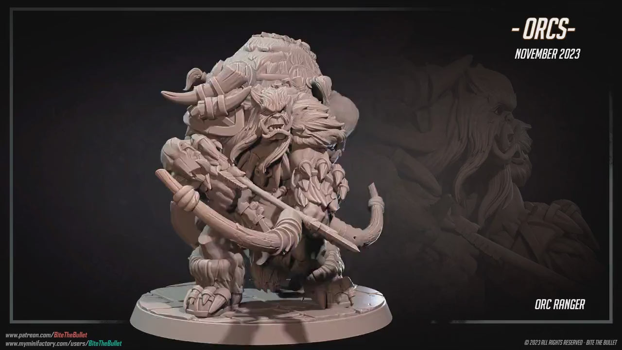 Orc Ranger & Bear | Bite The Bullet | 35mm Scale | Resin Printed Tabletop RPG Miniature Figures | DND | 5E