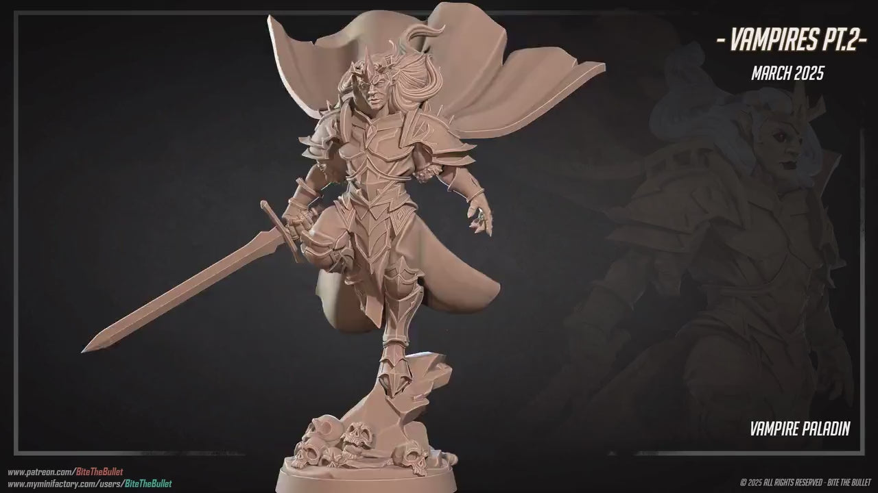 Vampire Paladin | Vampires Pt. 2 | Bite The Bullet | 35mm Scale | Resin Printed Tabletop RPG Miniature Figures | DND | 5E