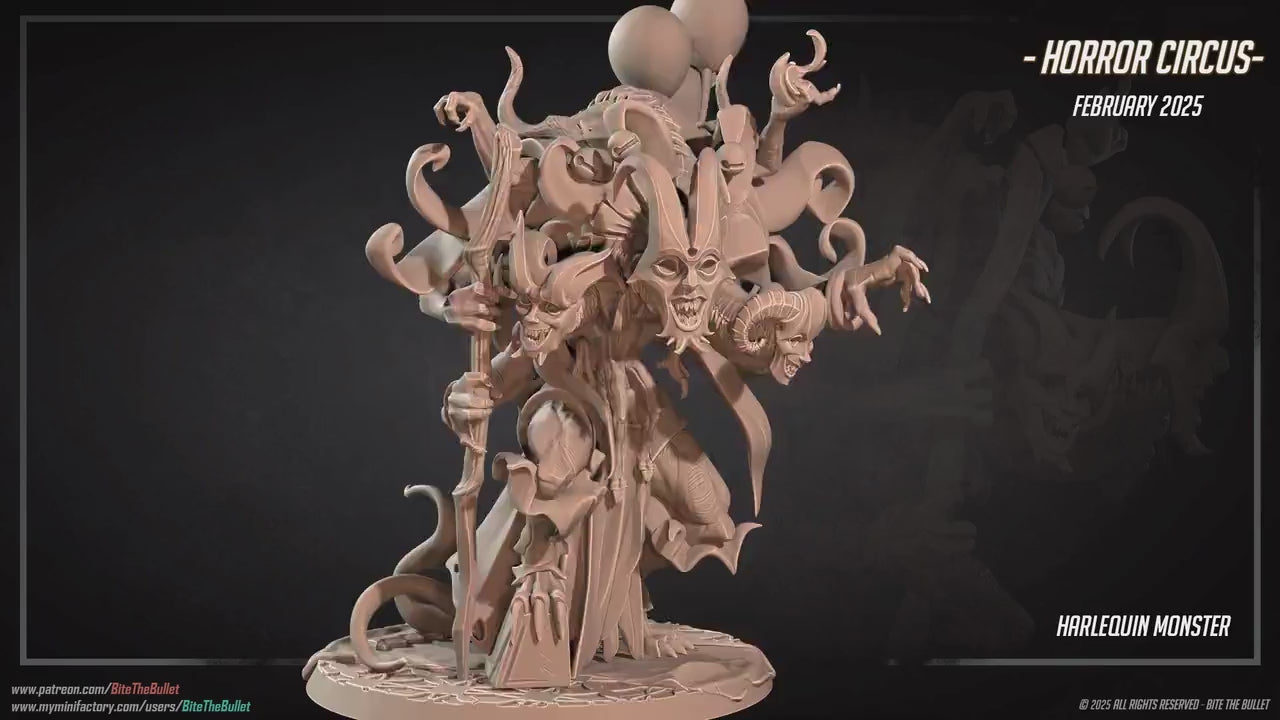 Harlequin Monster | Horror Circus | Bite The Bullet | 35mm Scale | Resin Printed Tabletop RPG Miniature Figures | DND | 5E