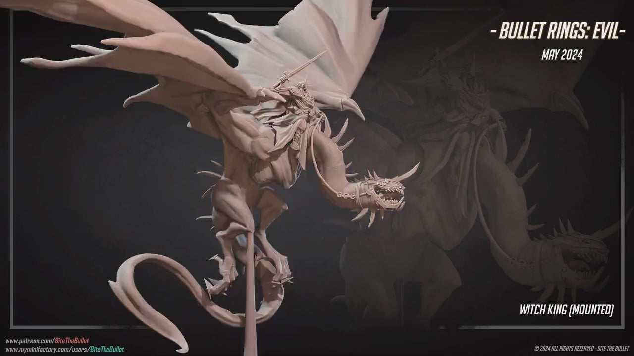Mounted Witch King | Bite The Bullet | 35mm Scale | Resin Printed Tabletop RPG Miniature Figures | DND | 5E