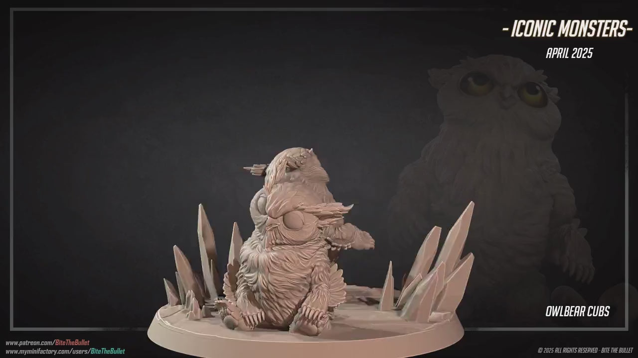 Owlbear Cubs | Iconic Monsters | Bite The Bullet | 35mm Scale | Resin Printed Tabletop RPG Miniature Figures | DND | 5E
