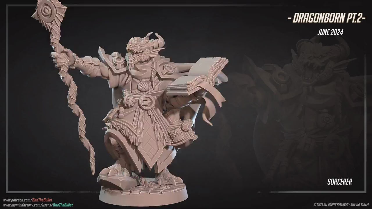 Dragonborn Sorcerer | Bite The Bullet | 35mm Scale | Resin Printed Tabletop RPG Miniature Figures | DND | 5E