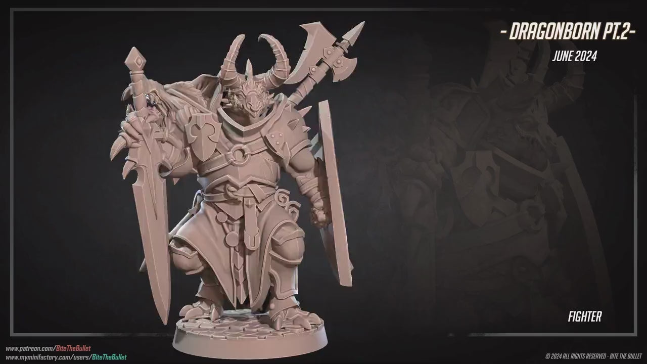 Dragonborn Fighter | Bite The Bullet | 35mm Scale | Resin Printed Tabletop RPG Miniature Figures | DND | 5E