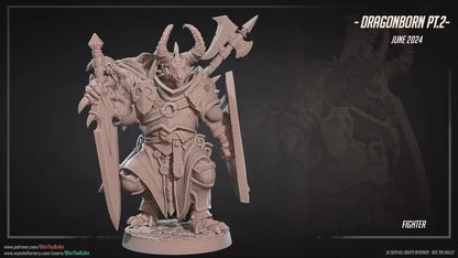 Dragonborn Fighter | Bite The Bullet | 35mm Scale | Resin Printed Tabletop RPG Miniature Figures | DND | 5E