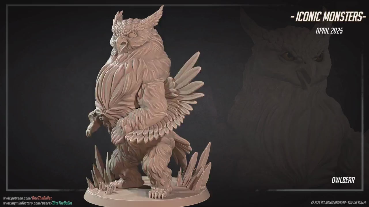 Owlbear | Iconic Monsters | Bite The Bullet | 35mm Scale | Resin Printed Tabletop RPG Miniature Figures | DND | 5E