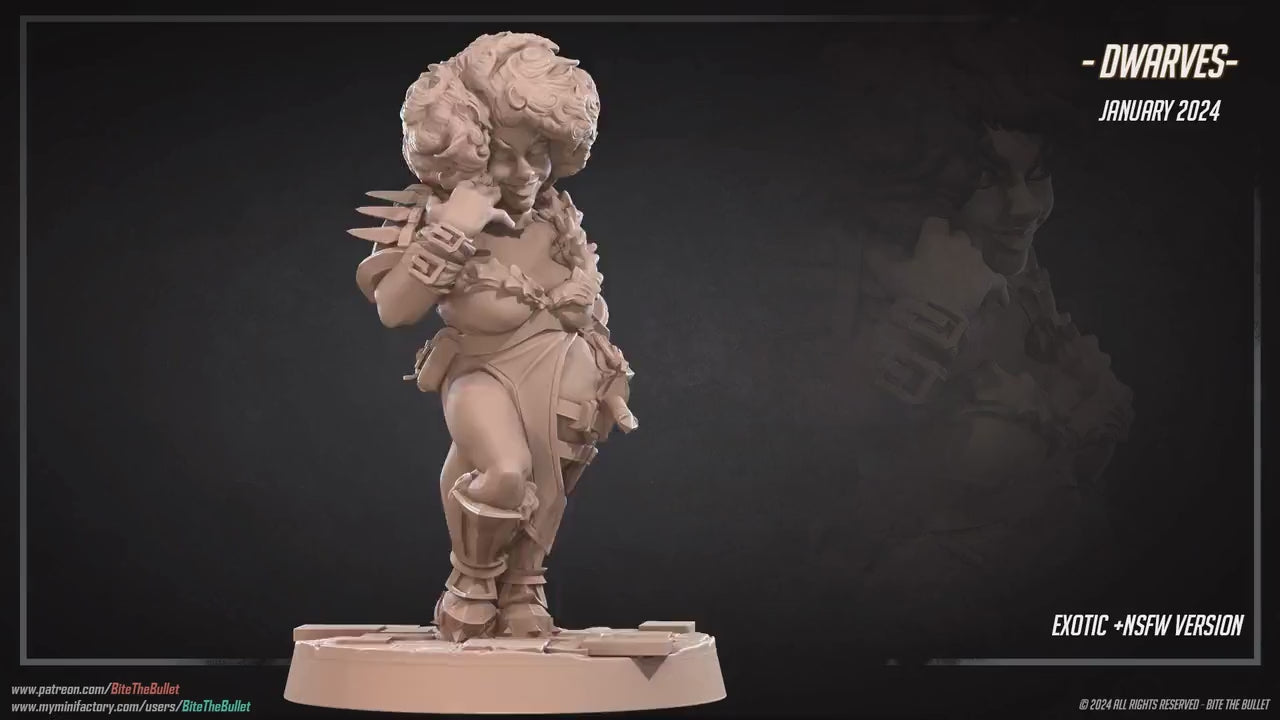 Dwarf Rogue | NSFW Option | Bite The Bullet | 35mm Scale | Resin Printed Tabletop RPG Miniature Figures | DND | 5E