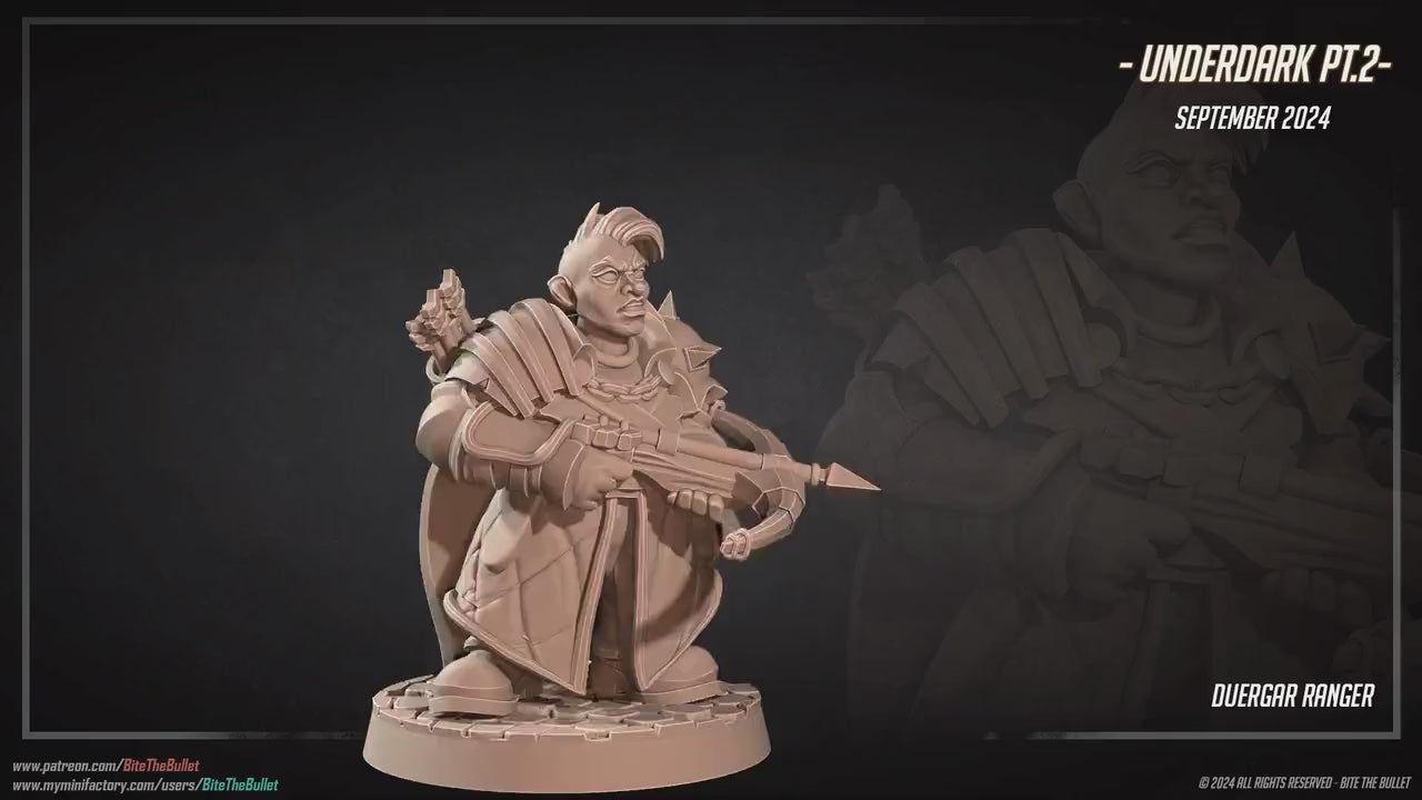 Duergar Ranger | Dungeon Underdark | Bite The Bullet | 35mm Scale | Resin Printed Tabletop RPG Miniature Figures | DND | 5E