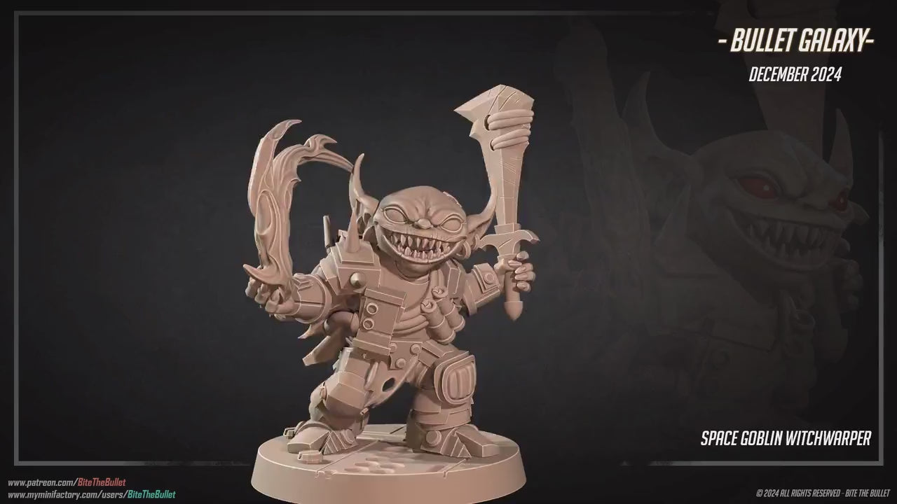 Space Goblin Witchwarper | Bullet Galaxy | Bite The Bullet | 35mm Scale | Resin Printed Tabletop RPG Miniature Figures | DND | 5E