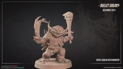 Space Goblin Witchwarper | Bullet Galaxy | Bite The Bullet | 35mm Scale | Resin Printed Tabletop RPG Miniature Figures | DND | 5E