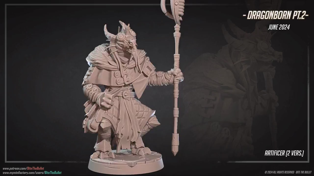 Dragonborn Artificer | Bite The Bullet | 35mm Scale | Resin Printed Tabletop RPG Miniature Figures | DND | 5E