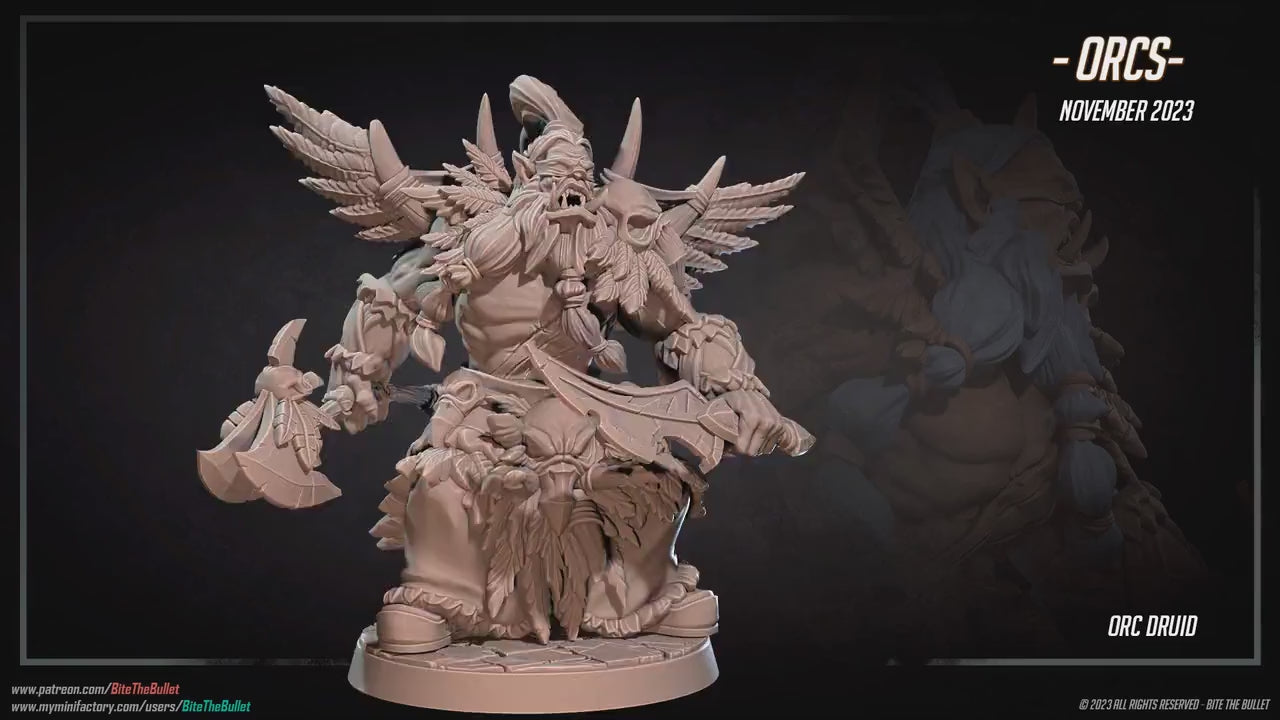 Orc Druid | Bite The Bullet | 35mm Scale | Resin Printed Tabletop RPG Miniature Figures | DND | 5E