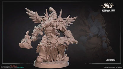 Orc Druid | Bite The Bullet | 35mm Scale | Resin Printed Tabletop RPG Miniature Figures | DND | 5E