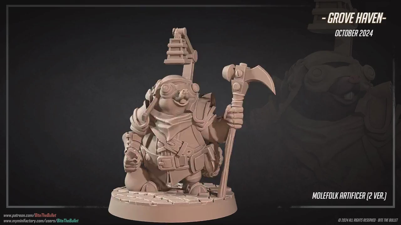 Molefolk Artificer | Grove Haven | Bite The Bullet | 35mm Scale | Resin Printed Tabletop RPG Miniature Figures | DND | 5E