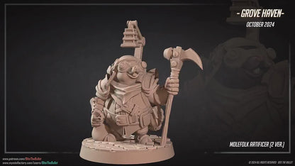 Molefolk Artificer | Grove Haven | Bite The Bullet | 35mm Scale | Resin Printed Tabletop RPG Miniature Figures | DND | 5E