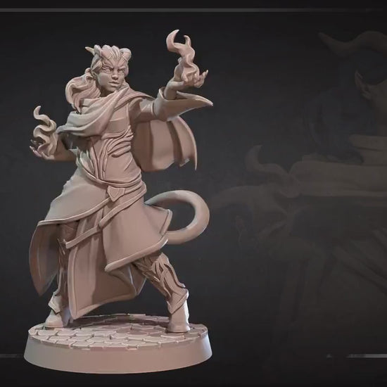 Tiefling Sorceress | Bite The Bullet | 35mm Scale | Resin Printed Tabletop RPG Miniature Figures | DND | 5E