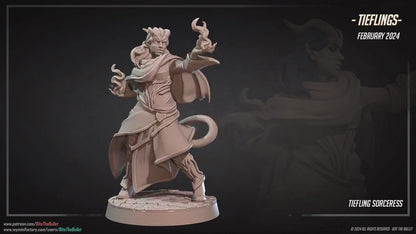 Tiefling Sorceress | Bite The Bullet | 35mm Scale | Resin Printed Tabletop RPG Miniature Figures | DND | 5E