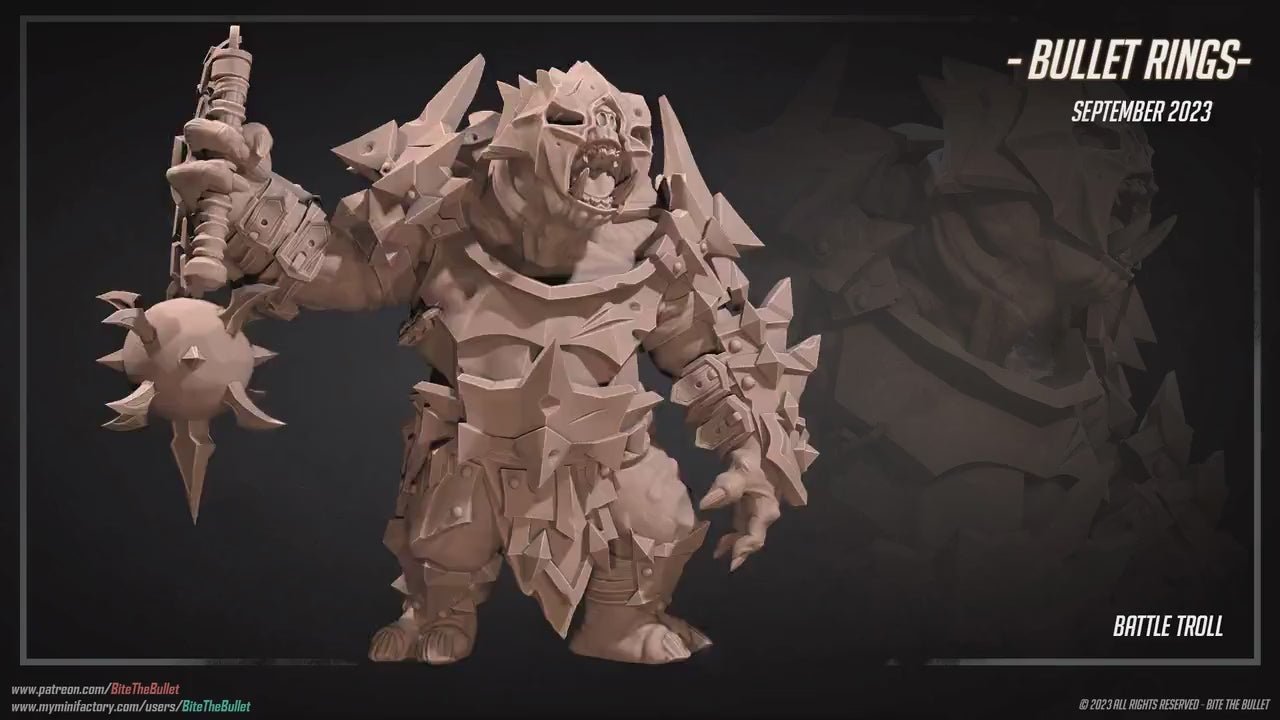 Battle Troll | Bite The Bullet | 35mm Scale | Resin Printed Tabletop RPG Miniature Figures | DND | 5E