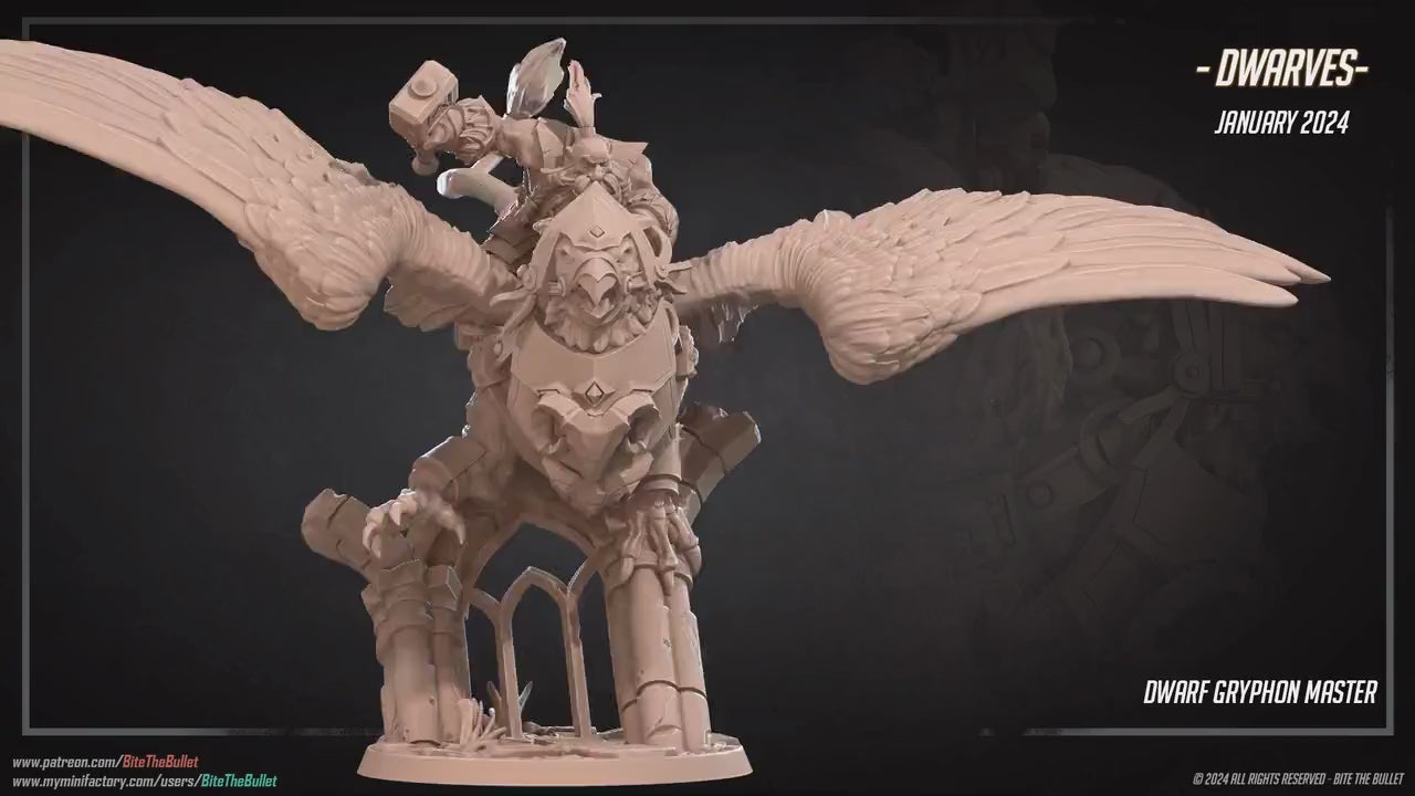 Dwarf Gryphon Master | Bite The Bullet | 35mm Scale | Resin Printed Tabletop RPG Miniature Figures | DND | 5E