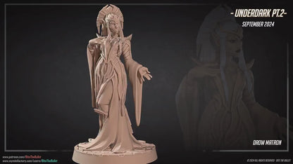 Drow Matron | Dungeon Underdark | Bite The Bullet | 35mm Scale | Resin Printed Tabletop RPG Miniature Figures | DND | 5E