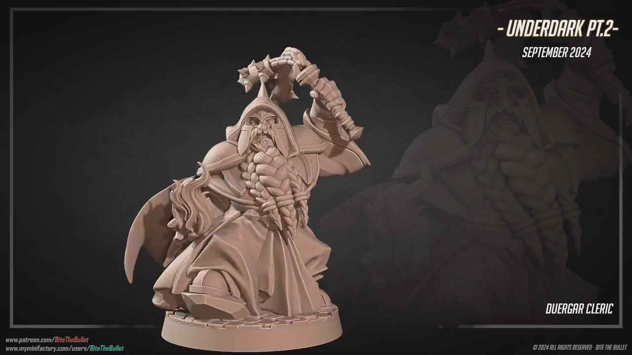 Duergar Cleric | Dungeon Underdark | Bite The Bullet | 35mm Scale | Resin Printed Tabletop RPG Miniature Figures | DND | 5E