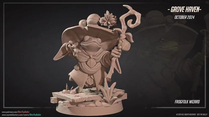 Frogfolk Wizard | Grove Haven | Bite The Bullet | 35mm Scale | Resin Printed Tabletop RPG Miniature Figures | DND | 5E