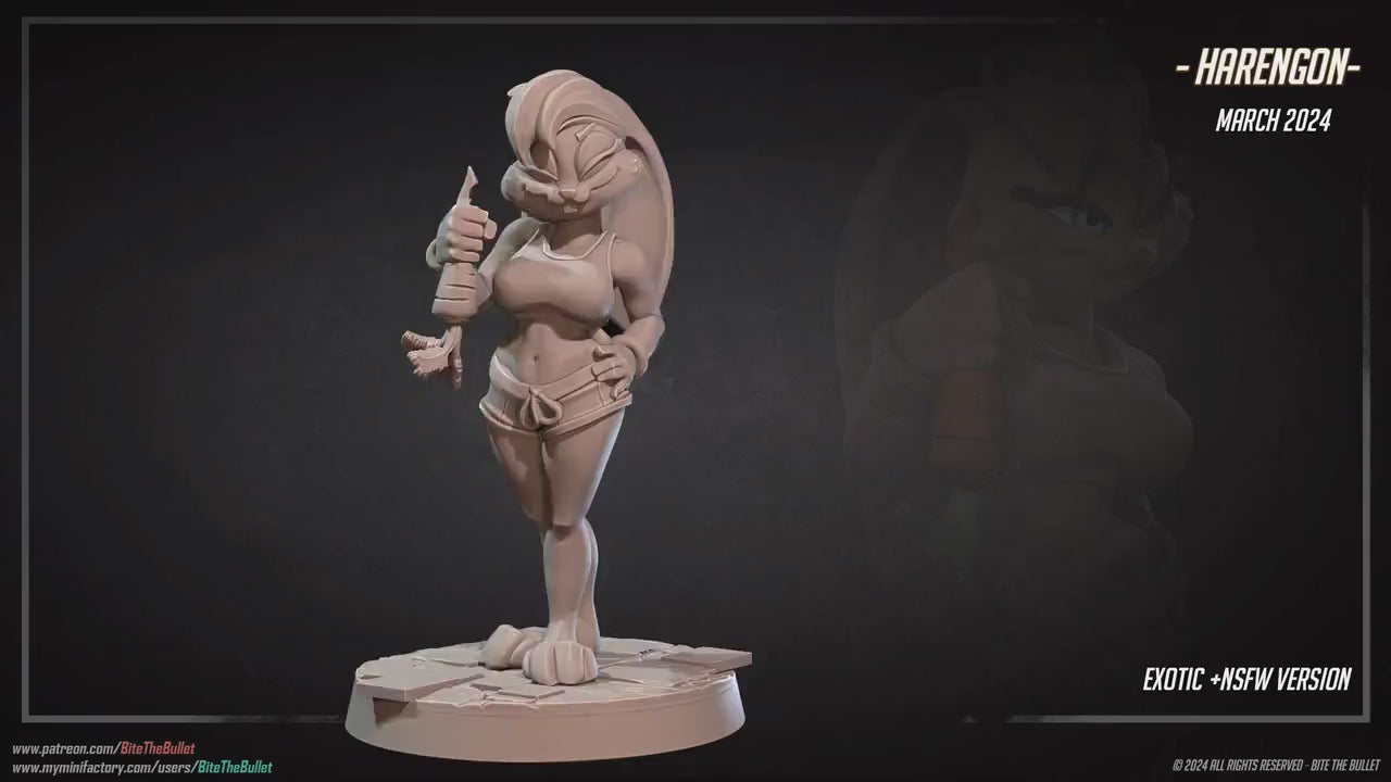 Harengon Kathy Bunny | NSFW Version | Bite The Bullet | 35mm Scale | Resin Printed Tabletop RPG Miniature Figures | DND | 5E