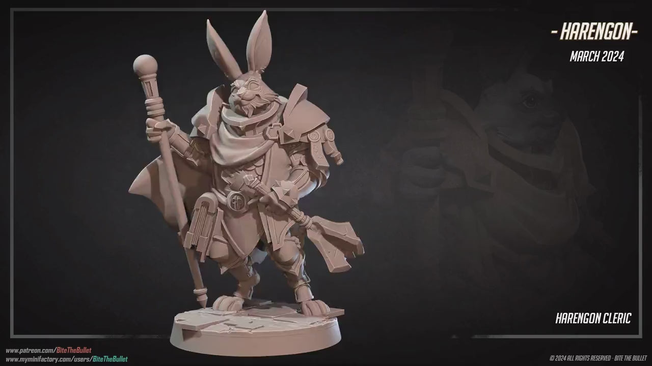 Harengon Cleric | Bite The Bullet | 35mm Scale | Resin Printed Tabletop RPG Miniature Figures | DND | 5E