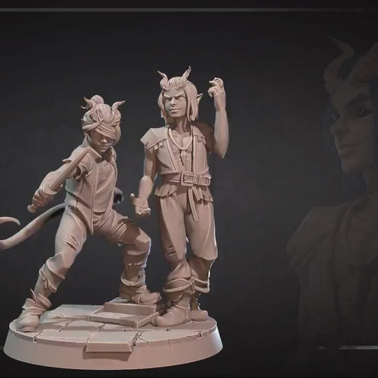 Tiefling Children Set | Bite The Bullet | 35mm Scale | Resin Printed Tabletop RPG Miniature Figures | DND | 5E