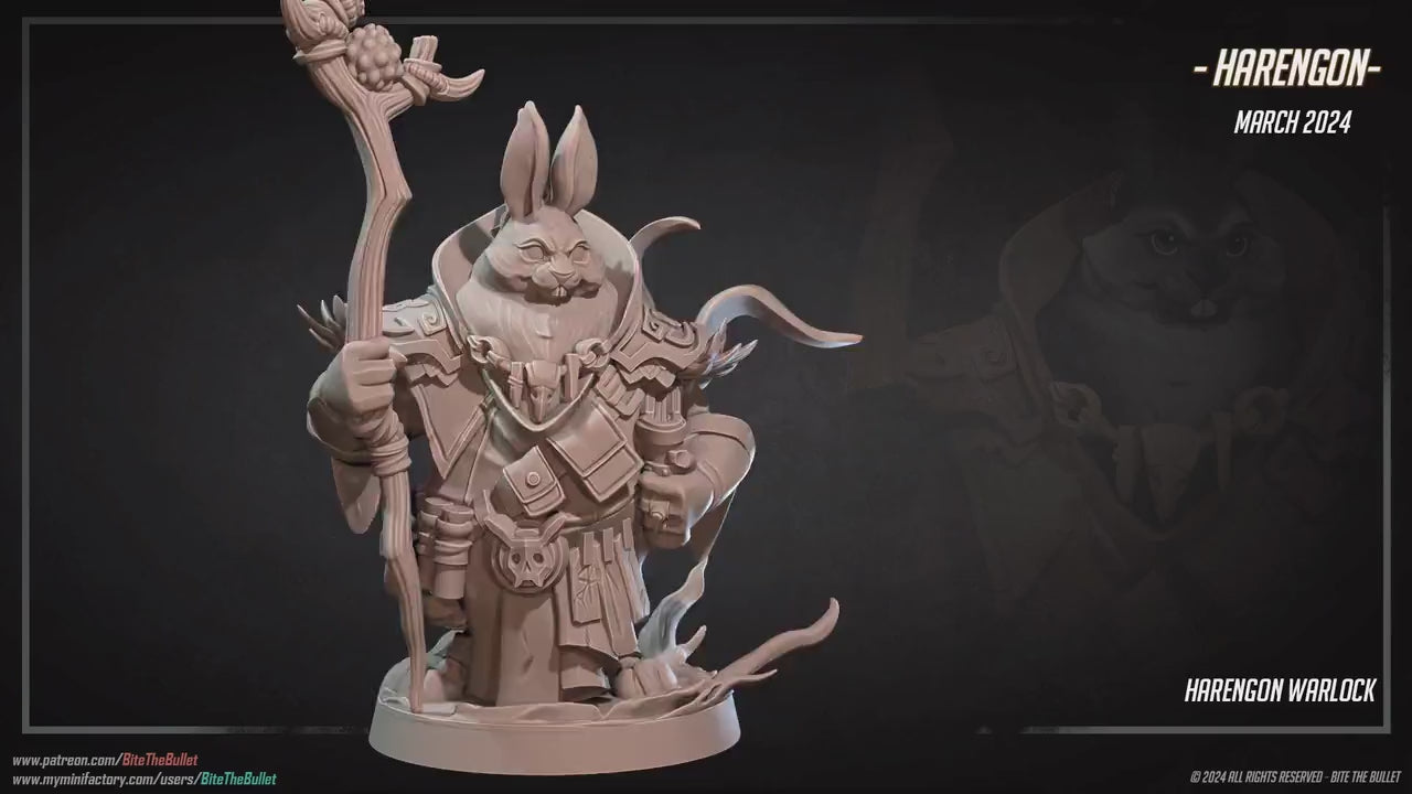 Harengon Warlock | Bite The Bullet | 35mm Scale | Resin Printed Tabletop RPG Miniature Figures | DND | 5E