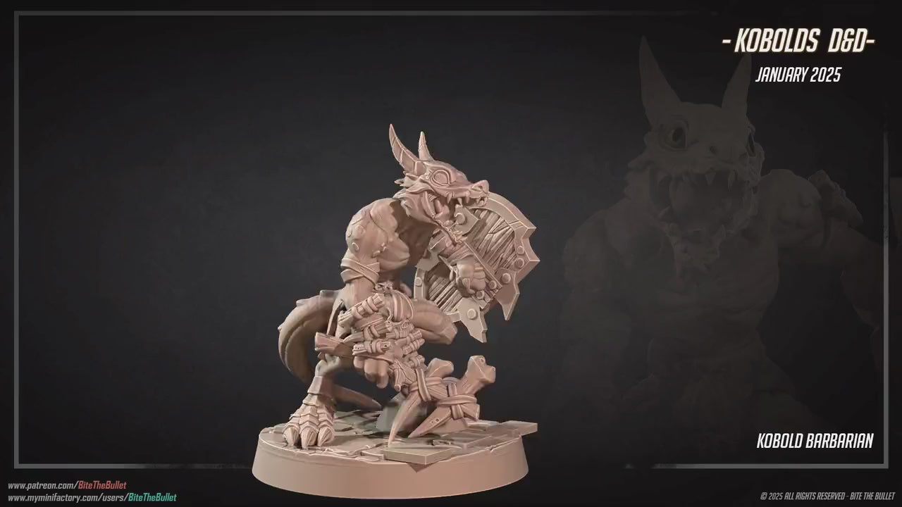 Kobold Barbarian | Kobolds D&D | Bite The Bullet | 35mm Scale | Resin Printed Tabletop RPG Miniature Figures | DND | 5E