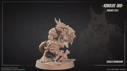 Kobold Barbarian | Kobolds D&D | Bite The Bullet | 35mm Scale | Resin Printed Tabletop RPG Miniature Figures | DND | 5E